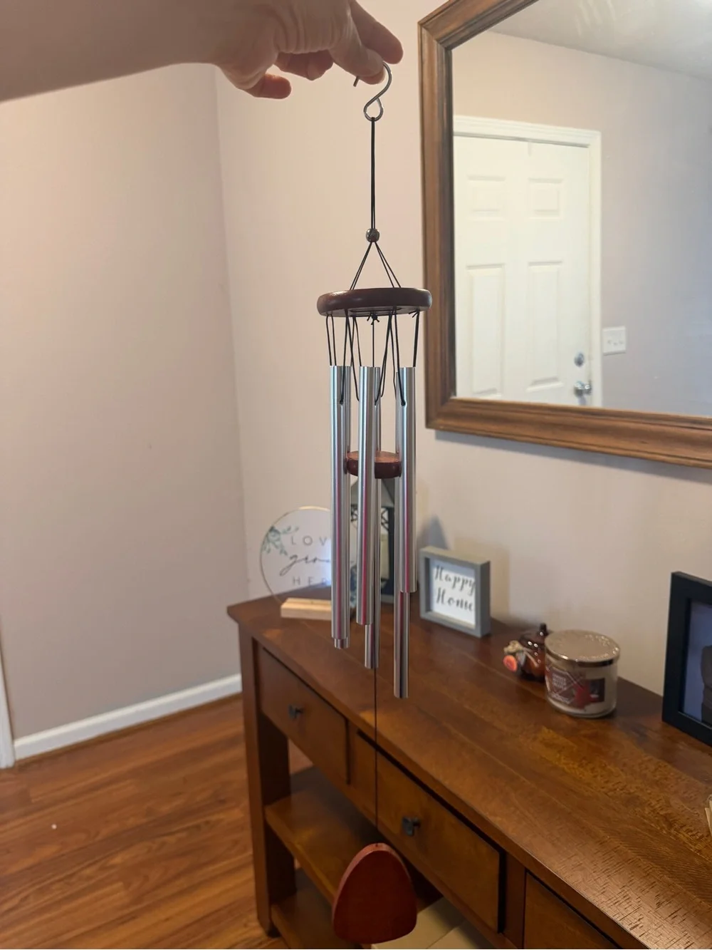 Silver Wooden-Tone Wind Chime, 26”x3”